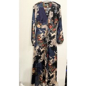Lulus Floral Tie Waist Kimono Robe Small Maxi Dress Long Comfort Loungewear